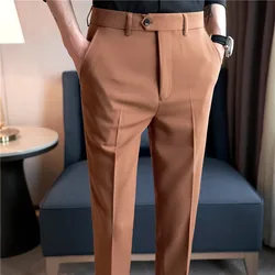 2024 Lente Zomer Britse Stijl Mode Slim Pak Broek Heren Eenvoud Veelzijdige Casual Business Formele Bruiloft Social Broek