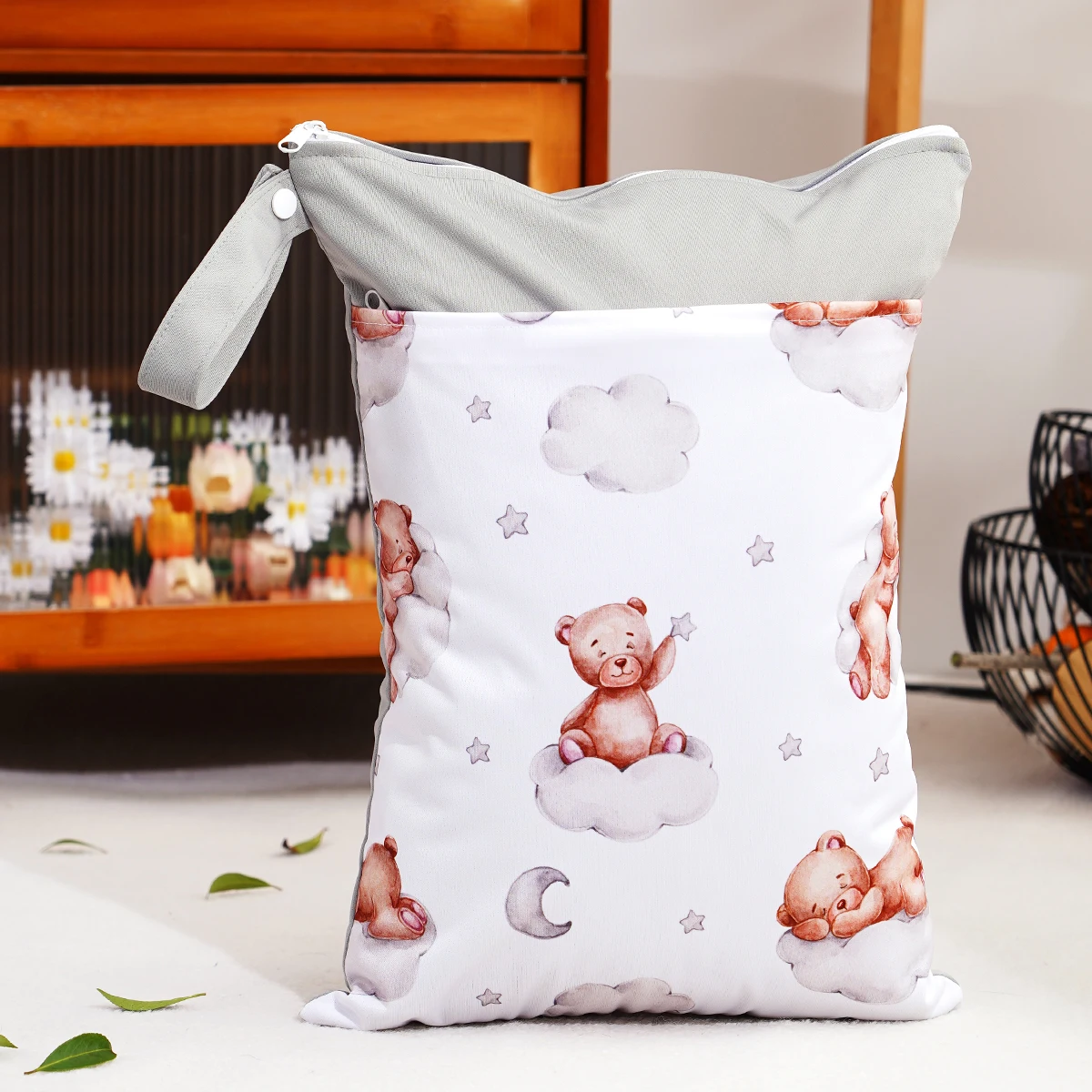 Elinfant 1PC Large Capacity Wet Dry Bags With 2 Pockets,Portable Storage Bag,Multi-functional Waterproof Diaper Bags