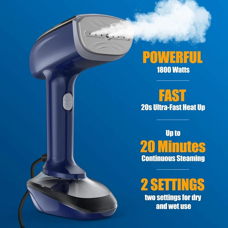 Powerful Handheld Fabric Steamer - 1800W With Fast Ceramic Heat-Up Plate, 2-In-1 Ironing & Wrinkle Remover,US Plug