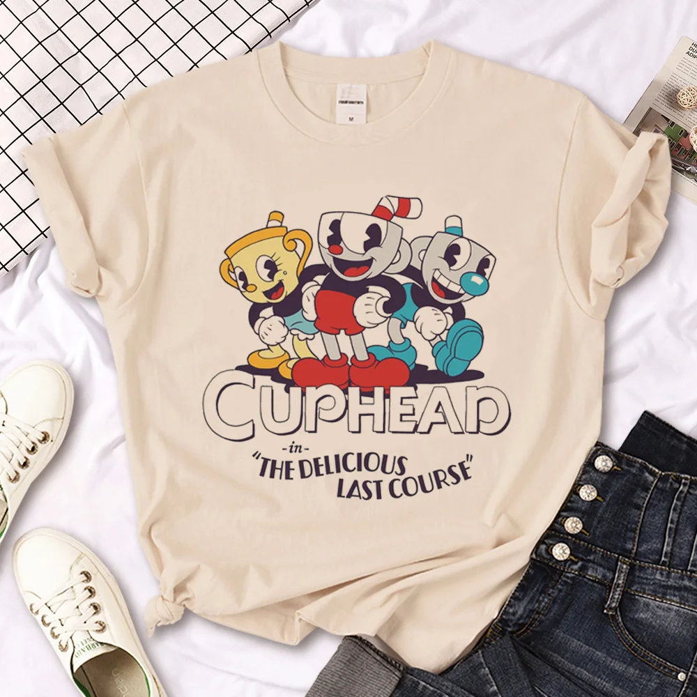 Cuphead-camisetas gráficas de cómic Y2K para mujer, ropa de anime para chica