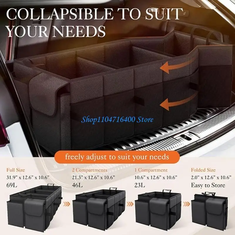 

y1gd Cargo Storage Tool Multiple Compartment Car Storage Box Collapsible Trunk Automotive Cargo Storage Container