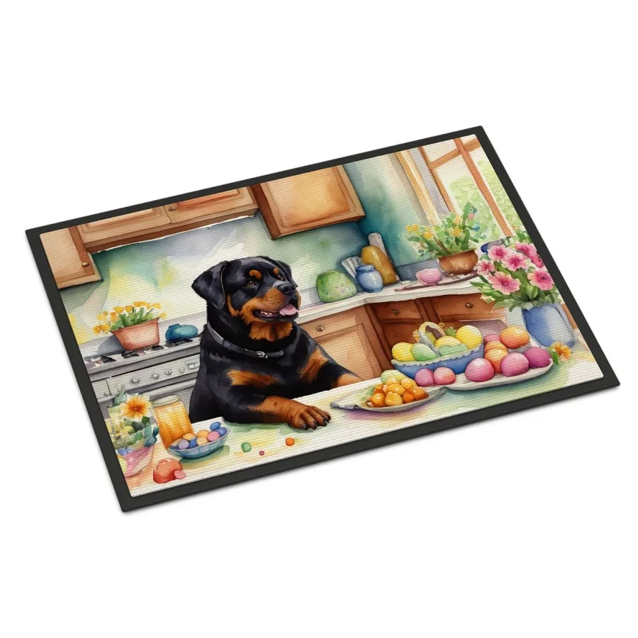 

Drating Easter Rottweiler Doormat Front Door Mat Indoor Outdoor Rugs for Entryway Non Slip Washable Low Pile 24H X 36W
