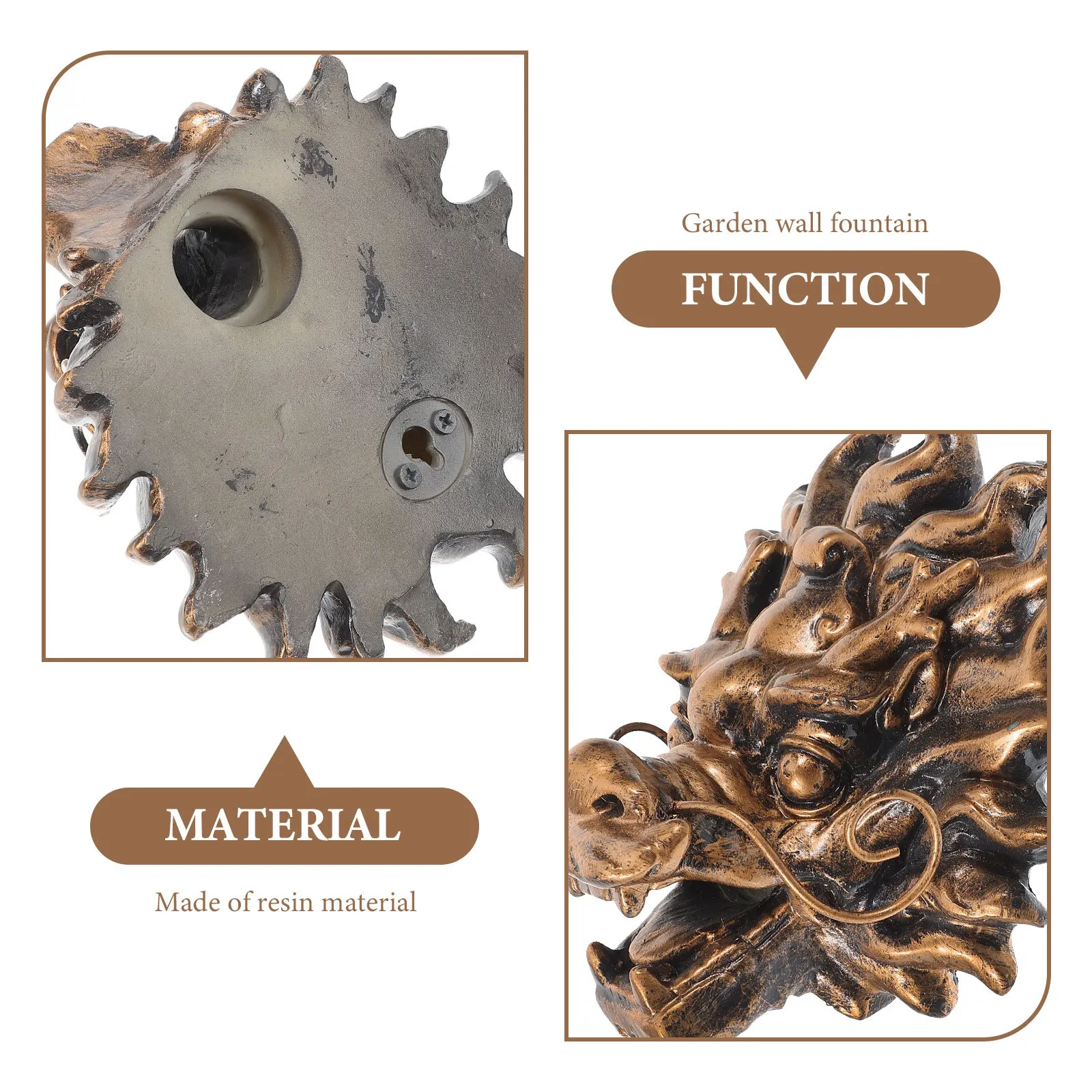 

Head Decor Resin Garden Water Outlet Outdoor Water Fountain For Garden Villa Backyard Landscape Wall Fountain Decor