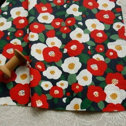 160x50cm Red White Green Flower Twill Cotton Fabric Dress Pillow Bed Sheet Clothing Handmade DIY Cloth