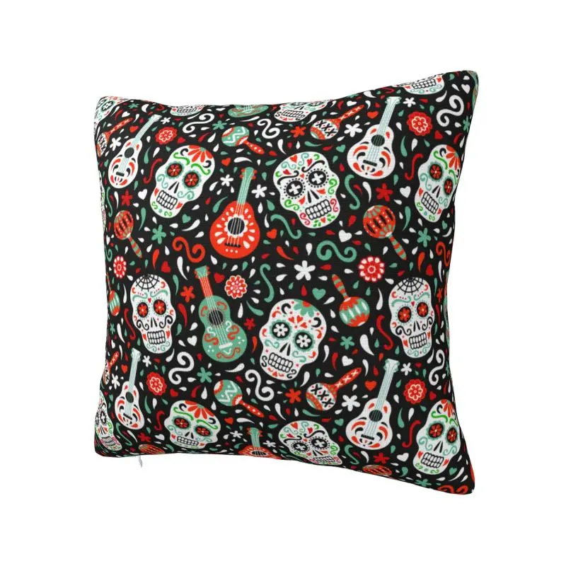 Day Of The Dead Sugar Skull Cushion Cover Polyester Mexican Gothic Pillow Case for Sofa Car Square Pillowcase Home Decorative