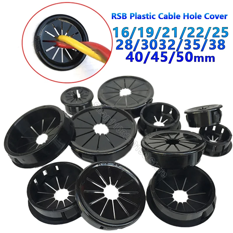 

RSB Plastic Cable Hole Cover 16-50mm Cable Grommets Computer Desk Round Storage Wire Organizer Port Rings Furniture Accessories