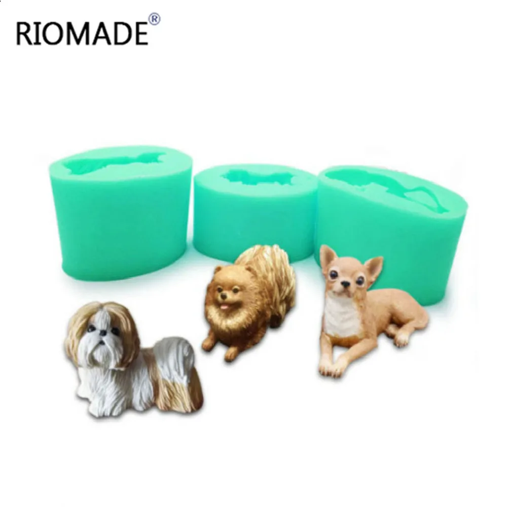 3D Dog Shape Silicone Molds Big Size Chihuahua Pomeranian Shih Tzu Animal Candle Clay Mold For Cake Decorating Tool Baking Mould