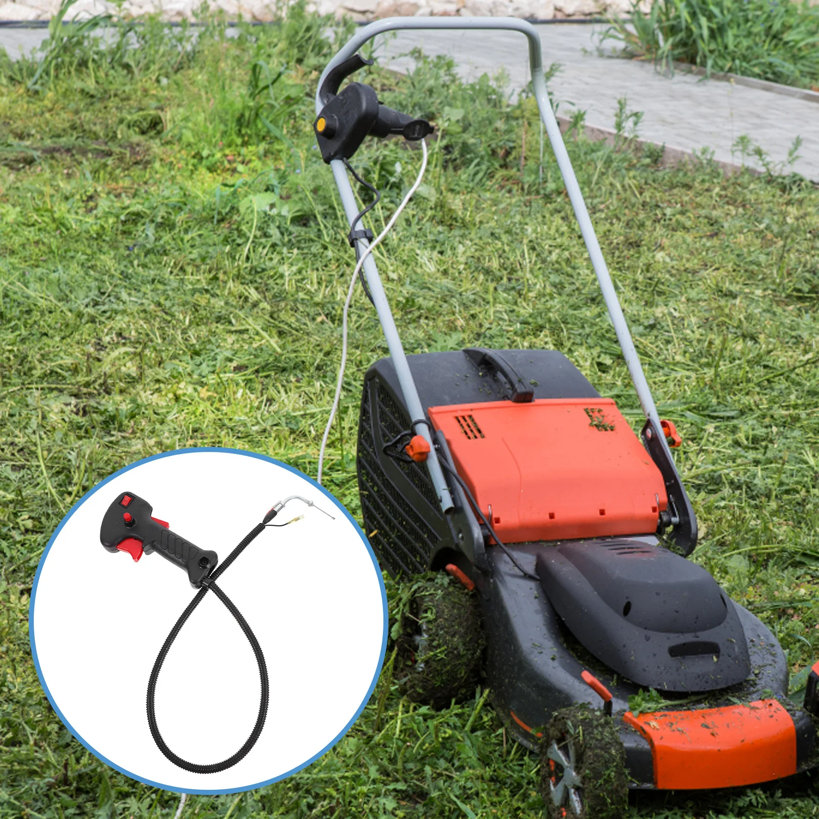 مقبض تشذيب مريح مع كابل تبديل الزناد الخانق الكامل لتشذيب العشب بشكل سلس