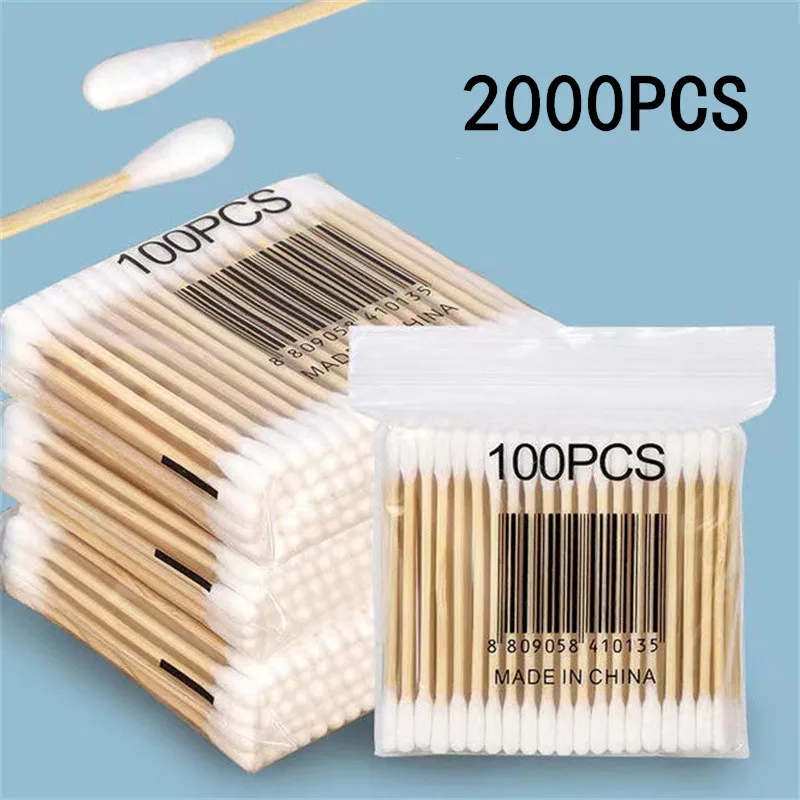 2000 Stück Doppelkopf-Wattestäbchen für Nasen- und Ohrenreinigung, Lippenstift-Applikatoren, Kosmetik-Werkzeuge für Frauen