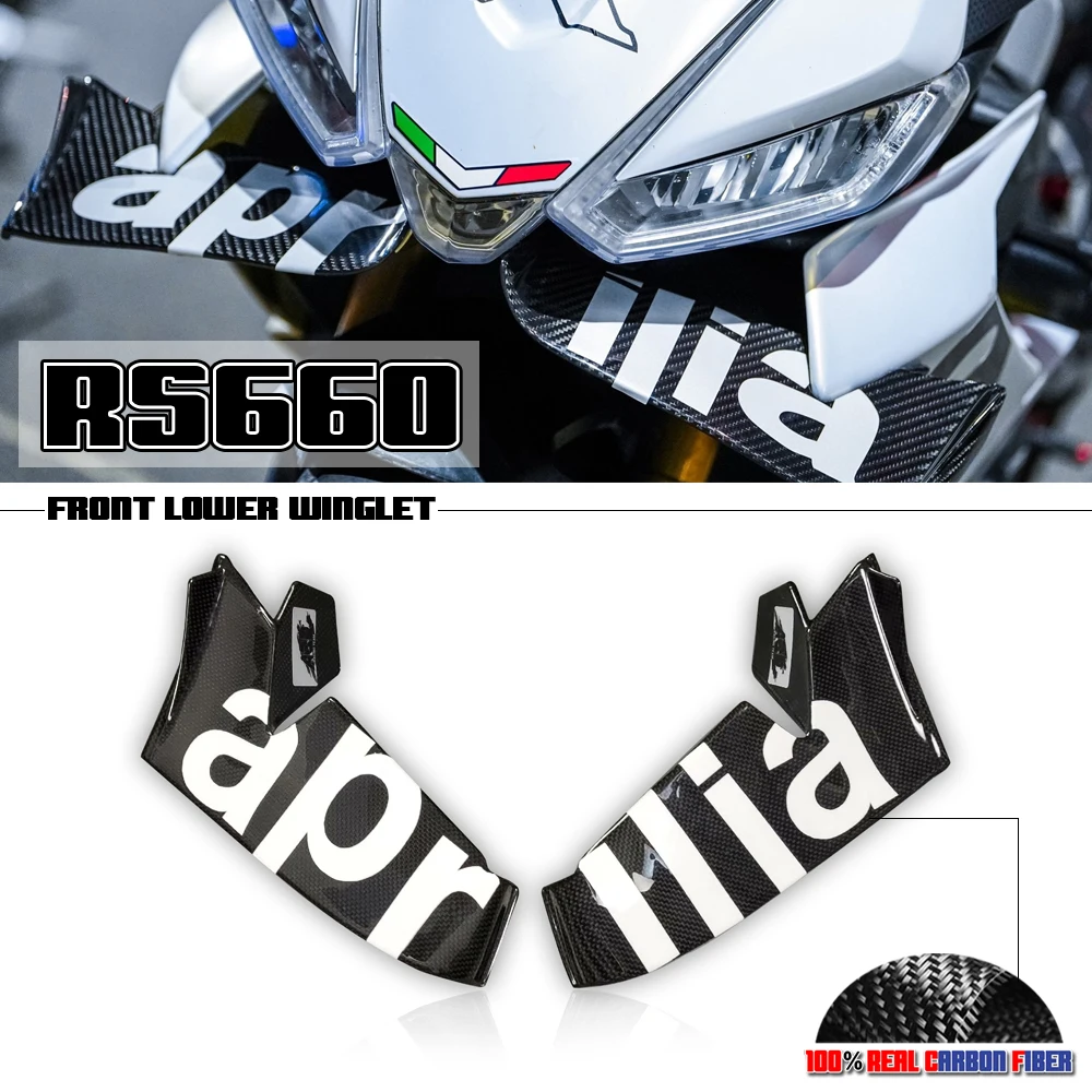 

100% настоящее сухое углеродное волокно, подходит для Aprilia RS660 RS 660 2021-2023 ASR GP Racing Wings, обтекатель мотоцикла, панель, воздушный дефлектор Winglet