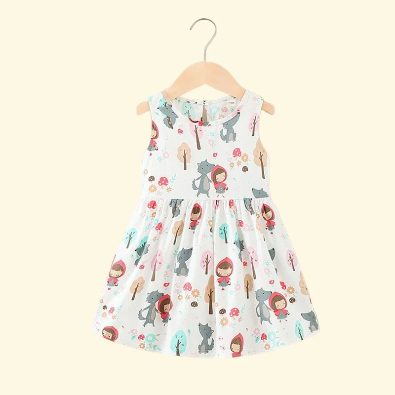 Girl Dress 100% Cotton Kids Summer Clothes Children Flower Dresses Sleeveless Cloth Princess Girls Party Fashion Outfit Clothing