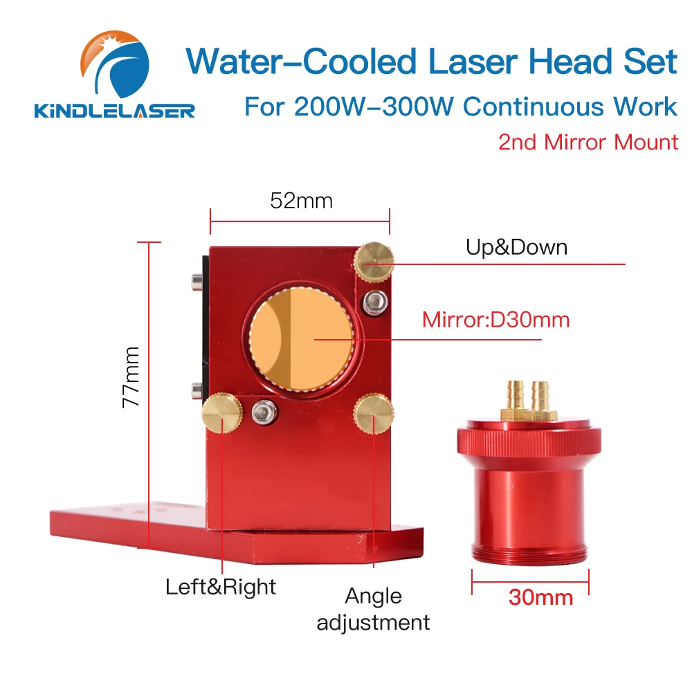 Set testina laser con interfaccia di raffreddamento ad acqua Specchio Dia.30/Lente Dia.25 Lunghezza focale Supporto per montaggio integrativo da