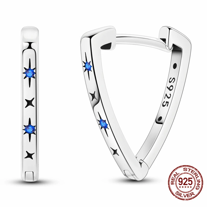 

Hot Selling 925 Sterling Silver Hoop Personalized Triangular Star Earrings for Women Pretty Wedding Holiday Jewelry Gifts