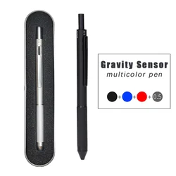 Nouveau stylo à bille multicolore en métal à détection de gravité 4 en 1 avec 3 recharges de stylo à bille de couleur + 1 crayon plomb boîte de stylo en métal