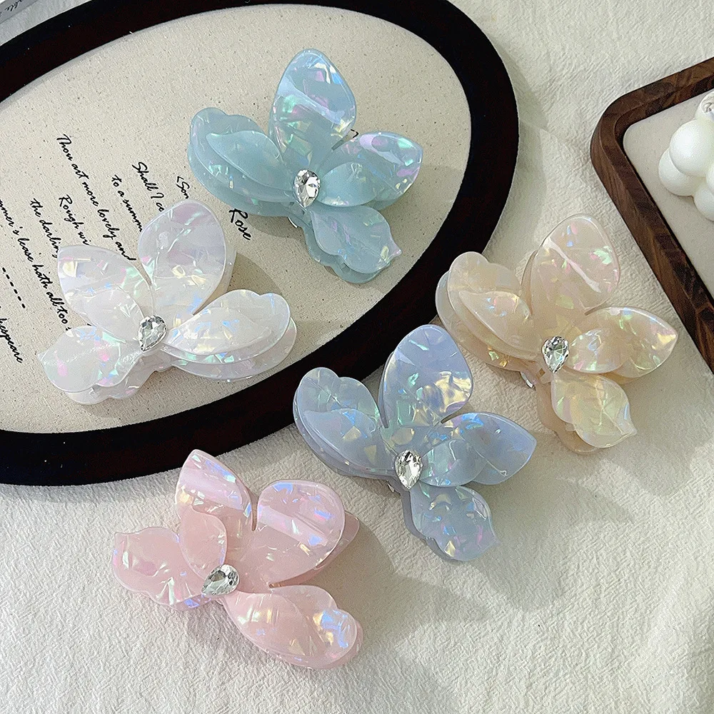 

Retro Acetate Mermaid Princess Rhinestone Butterfly Hair Clip Elegant Hair Accessory for Women's Updo at the Nape