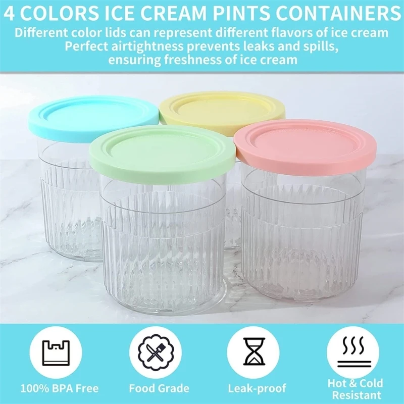 Ice Cream Pints Cups for NC500 NC501 Ninja- Creami Series Ice Cream Maker Drop shipping