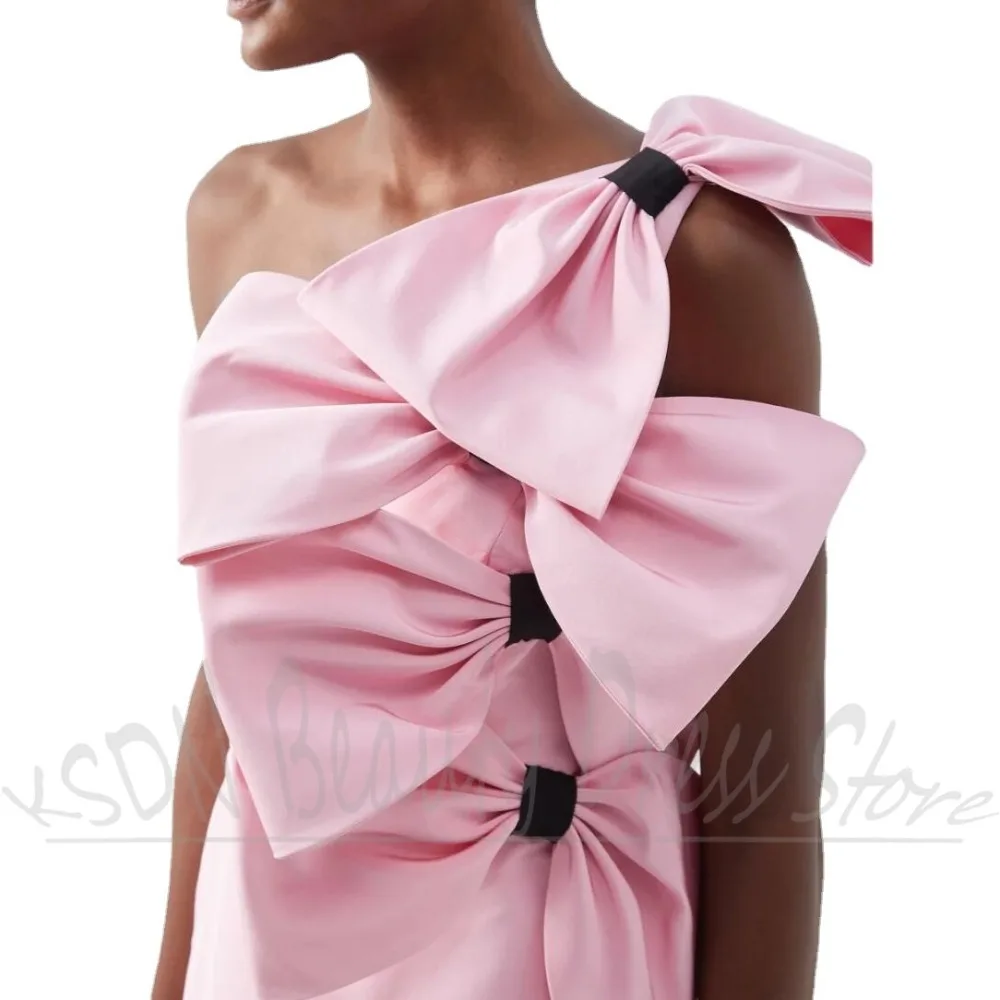 Archi Abiti da donna Moda Colletto diagonale rosa Mini abiti da festa Nozioni di base chic Semplici abiti da ballo corti senza maniche dolci