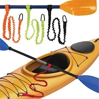 1PC Elastic Kayak Paddle Leash Fishing Rod Leash Stretchable Coiled Lanyard Leash Safety Rope Carabiner Rowing Boats Accessories