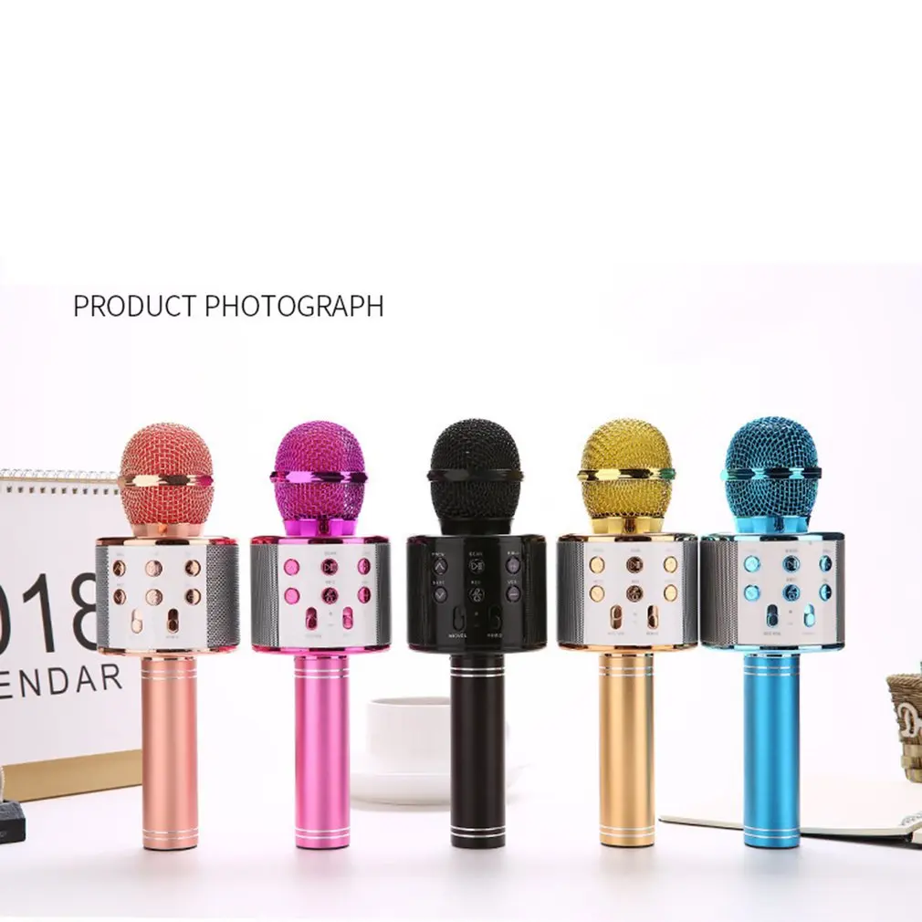 

Portable WS858 Bluetooth-compatible Karaoke Microphone Wireless Professional Speaker Home KTV Handheld Microphone Dropshipping