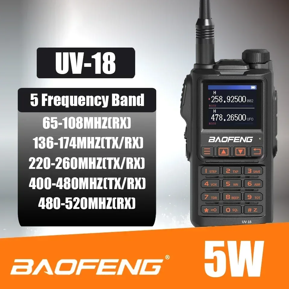 Baofeng Official Store UV-18 Pro Walkie Talkie 5W Wireless Copy Frequency 999CH NOAA Long Range Type-C Ham Two Way Radio NO GPS