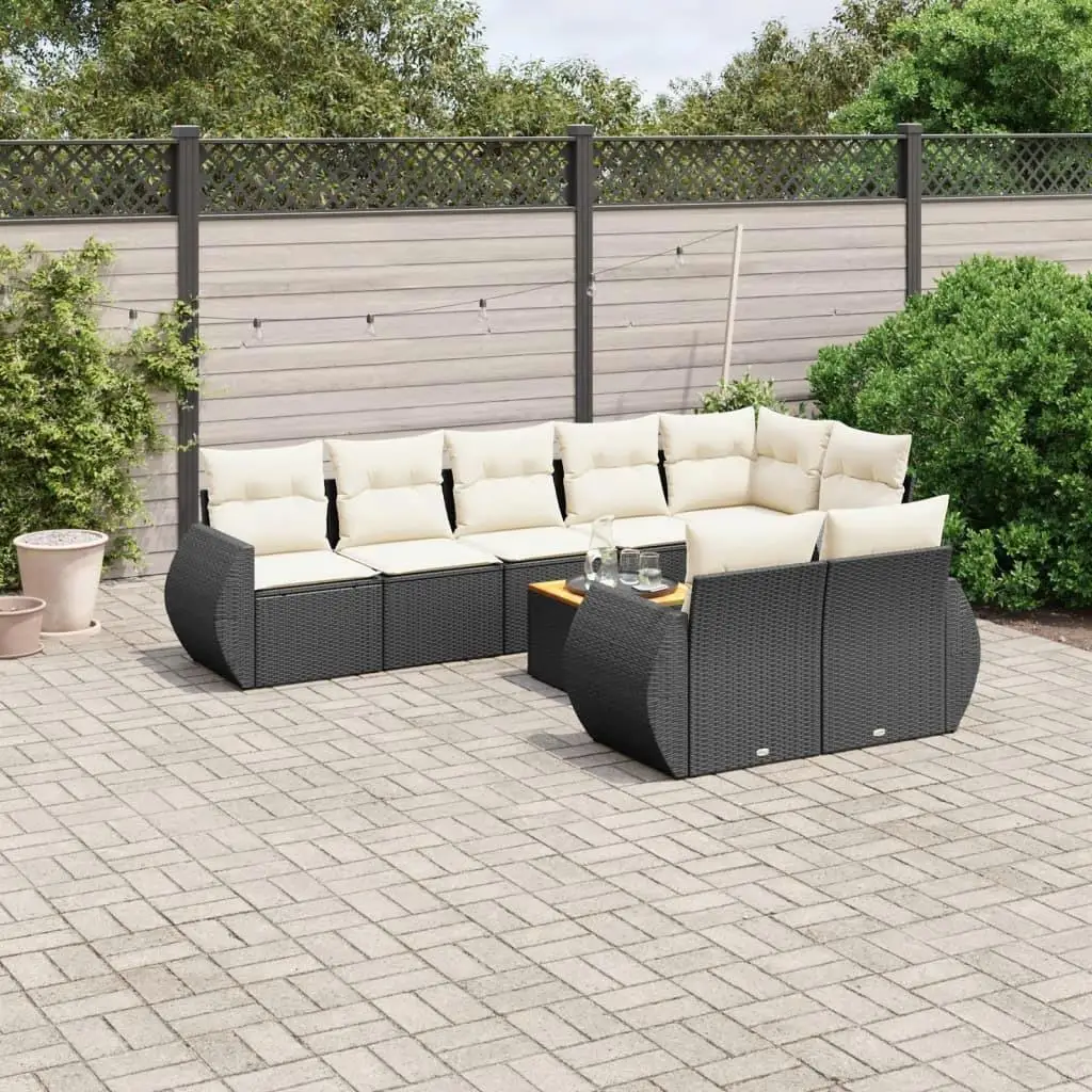 

Luxurious Black Garden Sofa Set Outdoor Furniture Comfortable Seating Waterproof Cushions Modern Design Patio Decor