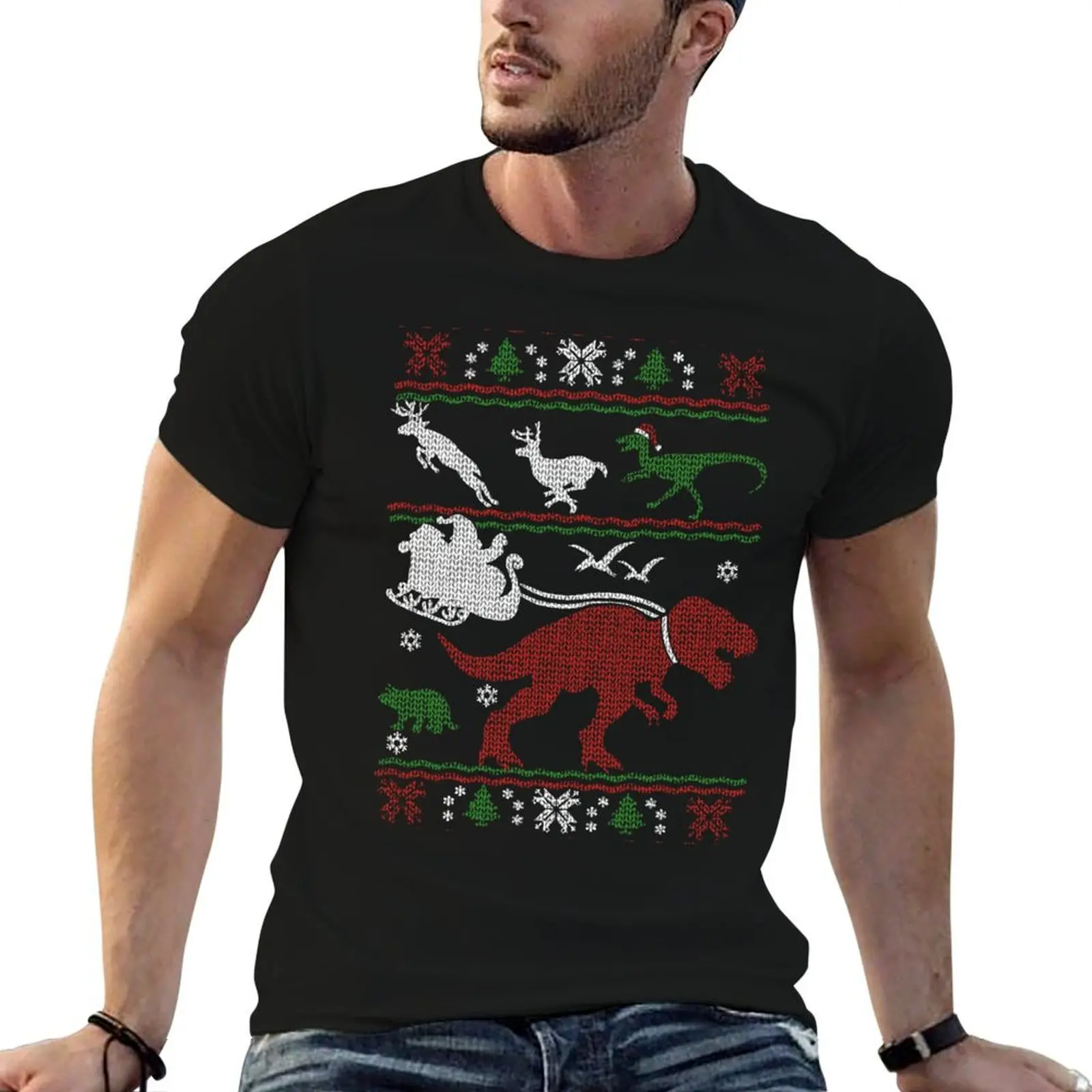 

for Park man Jurrasic World shirt Style t Sweater Christmas Print T-Shirt Ugly Knitted