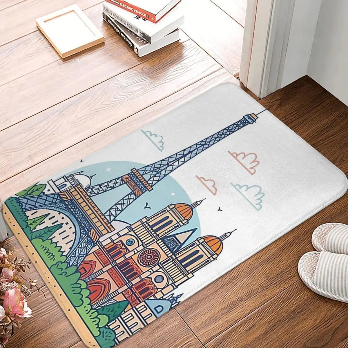 French Paris France Eiffel Tower Doormat Kitchen Entrance Home Floor Mat Anti-slip Carpet Rug for Bedroom Footpad Mats