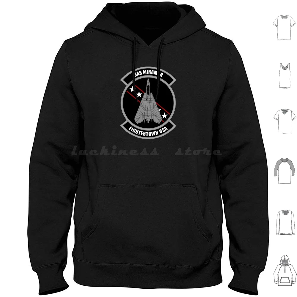 Nas Miramar Fightertown Usa-F-14 Tomcat Hoodie cotton Long Sleeve Naval Air Station Miramar Fighter Weapons School Patch