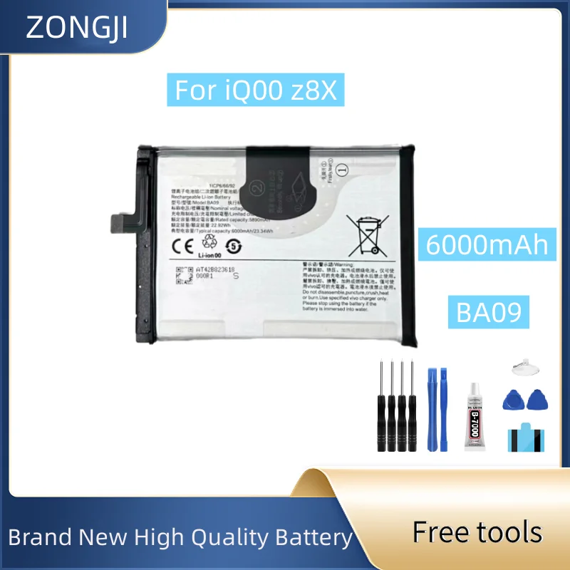 New Battery BA09 6000mAh Replacement Battery For iQOO Z8X Mobile Phone Battery +Free Tools