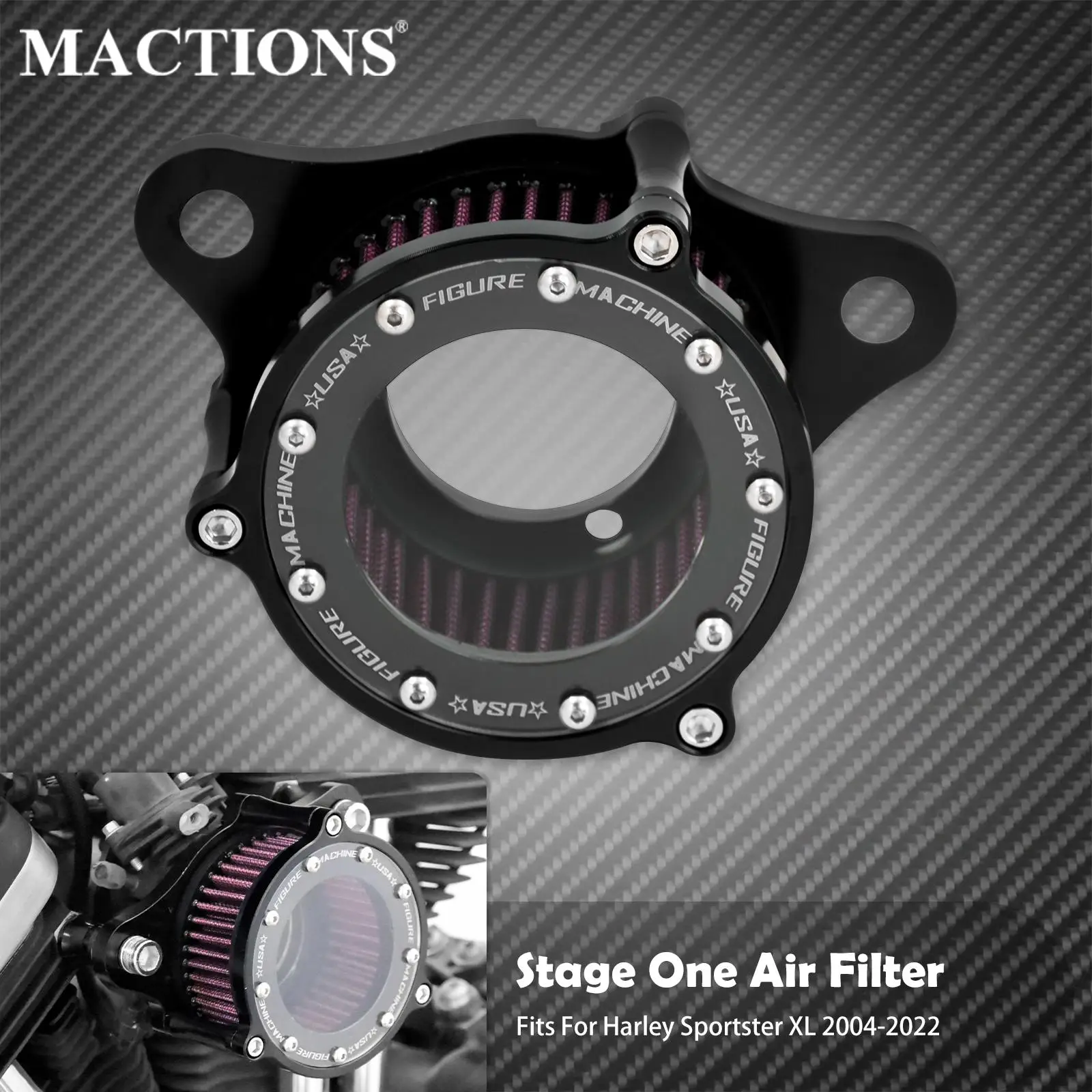 

Motorcycle Air Cleaner Transparent Intake Filter For Harley Sportster XL 883 1200 48 72 Iron Super Low Roadster Custom 2004-2023