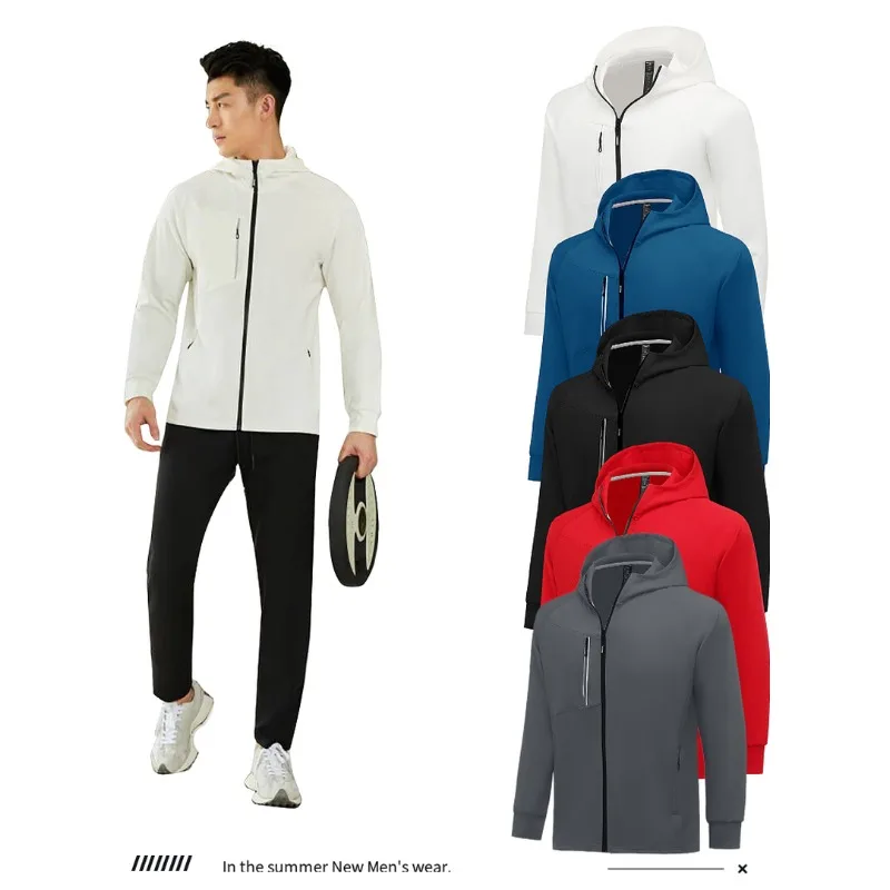 Outdoor sports cotton running fitness hooded zippered casual jacket training shirt coats