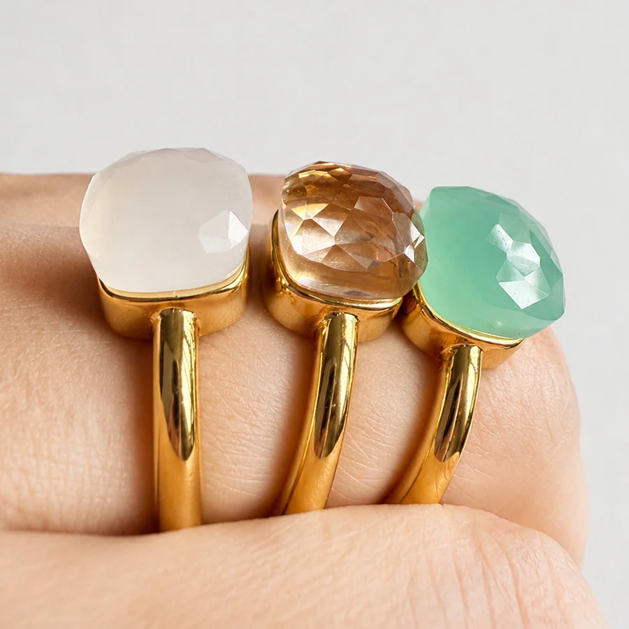 Custom colors Candy Style Colored Crystal Ring For Women 30 Colors Stone Fine Jewelry Wedding Party