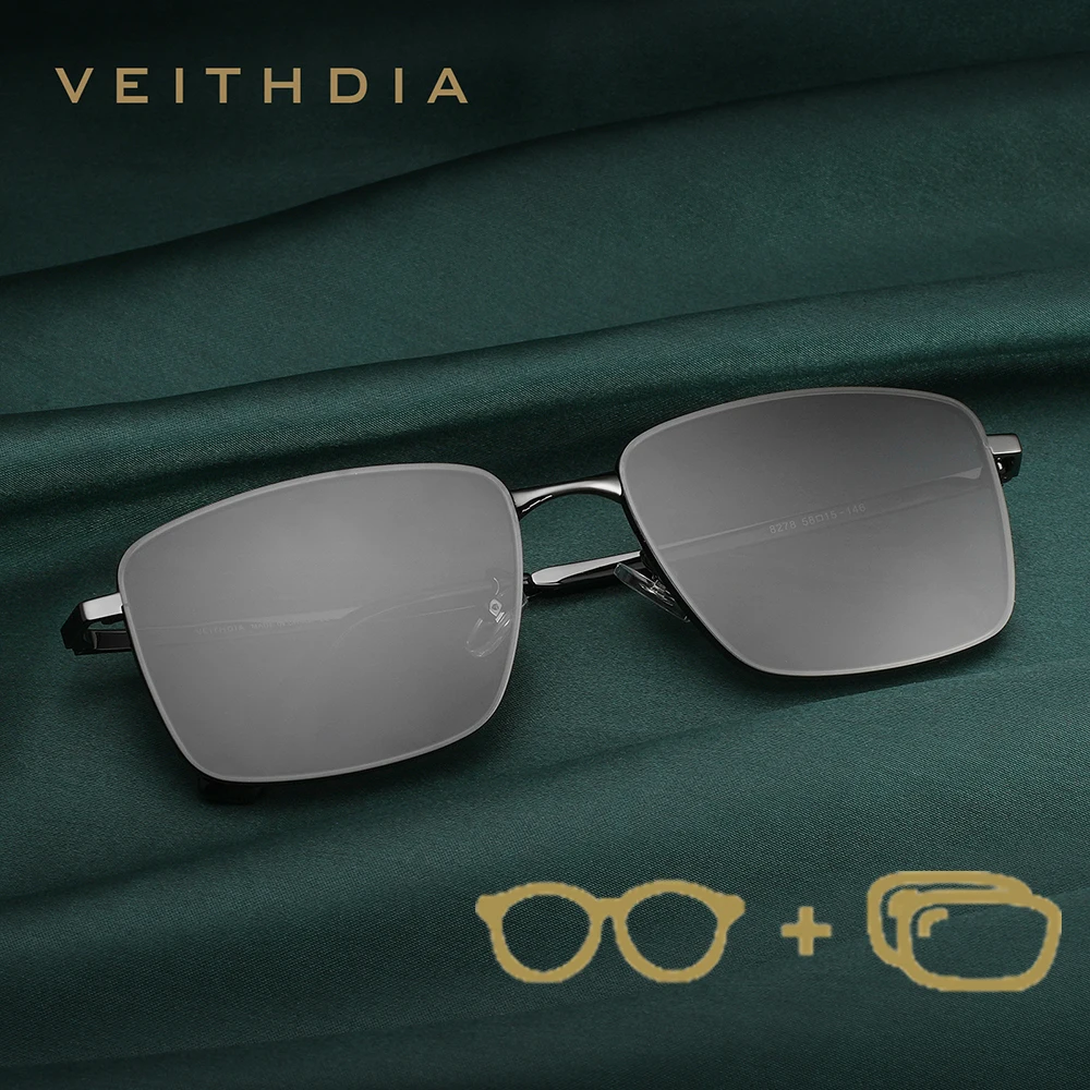 VEITHDIA New Arrival Customize Prescription Sunglasses Polarized UV400 Lens Myopia Rectangle Eyeglasses for Male Female P82780