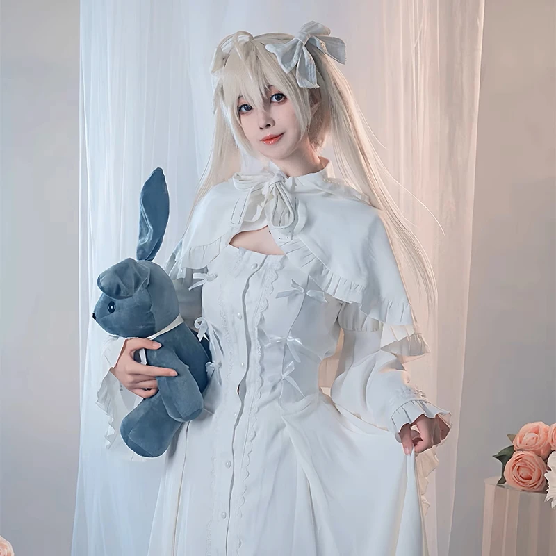 Anime Yosuga no Sora Kasugano Sora Cosplay Costume Girl Lovely White Lolita Dress Halloween Party Role Play Clothing