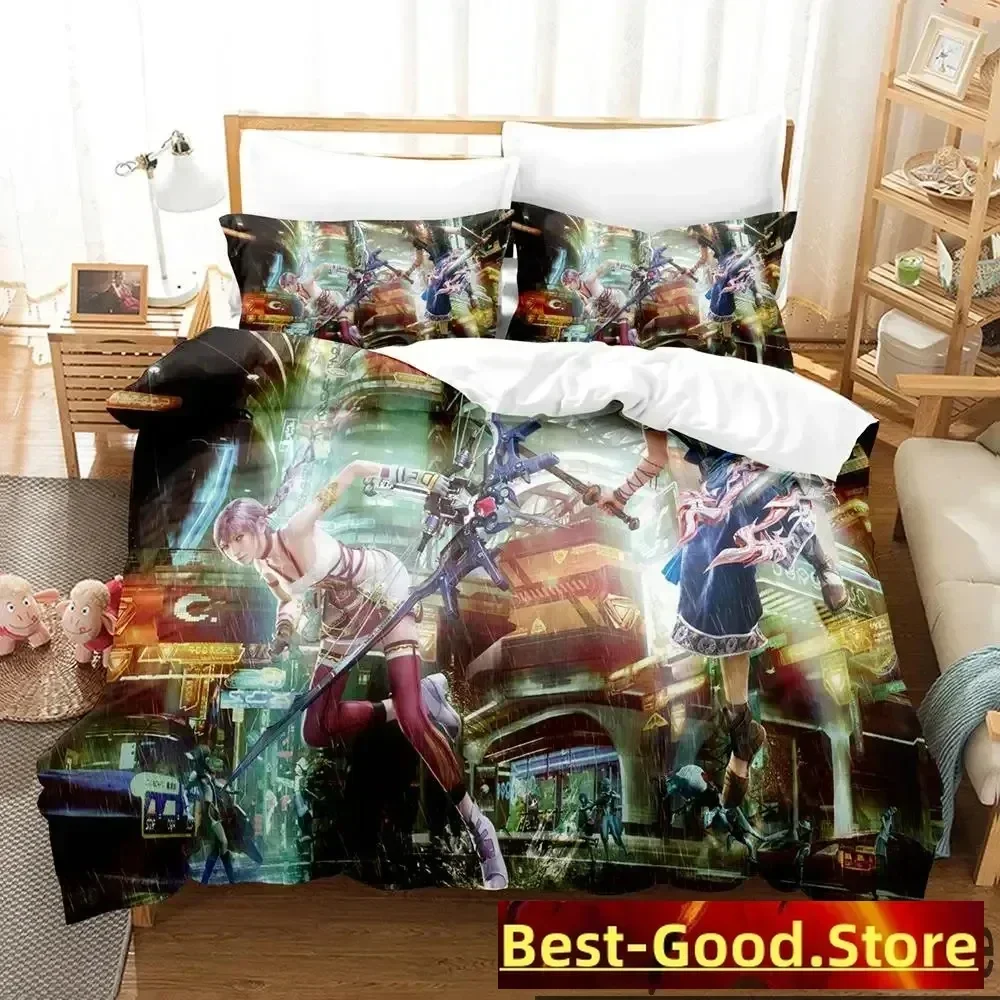 

3D Print Anime Game FINAL FANTASY XIII-2 Bedding set Printed Duvet Cover Pillowcase Single Double Queen Super King Size Sets