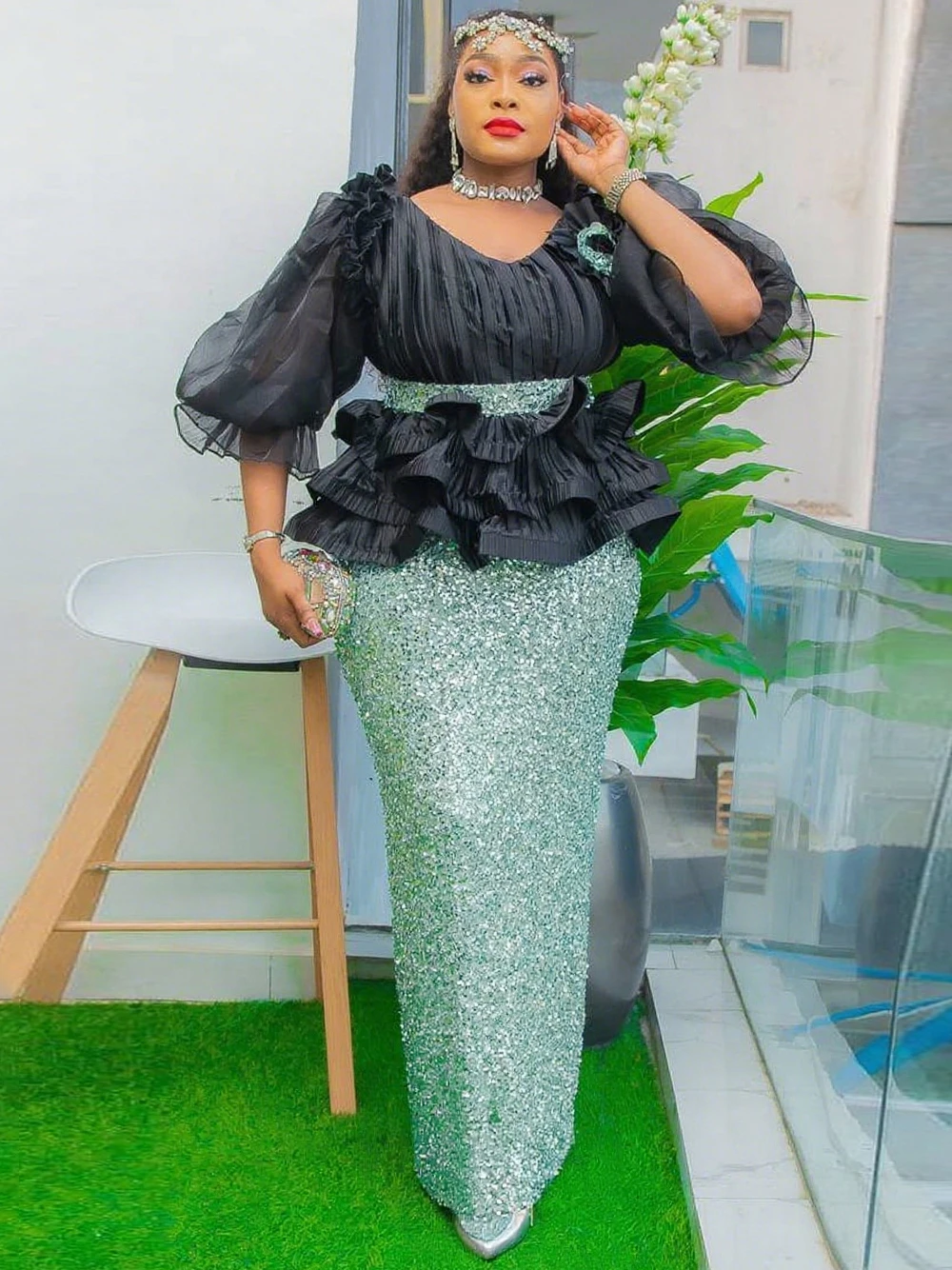 Elegant Women Party Dresses Wedding Prom Evening Gowns Birthday Luxury Dress African Dashiki Sequin Clothes Dubai Turkey Costume