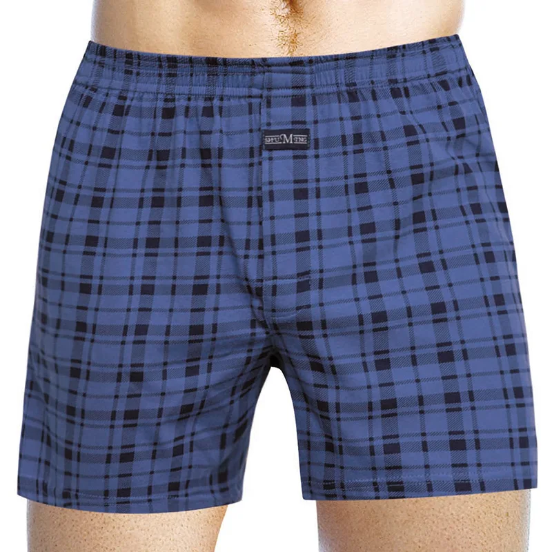 Men Underwear Boxers Loose Men\'s Panties 100%Cotton Large Size Arrow Pants Homewear Underpants Male Classic Basic Plaid Shorts