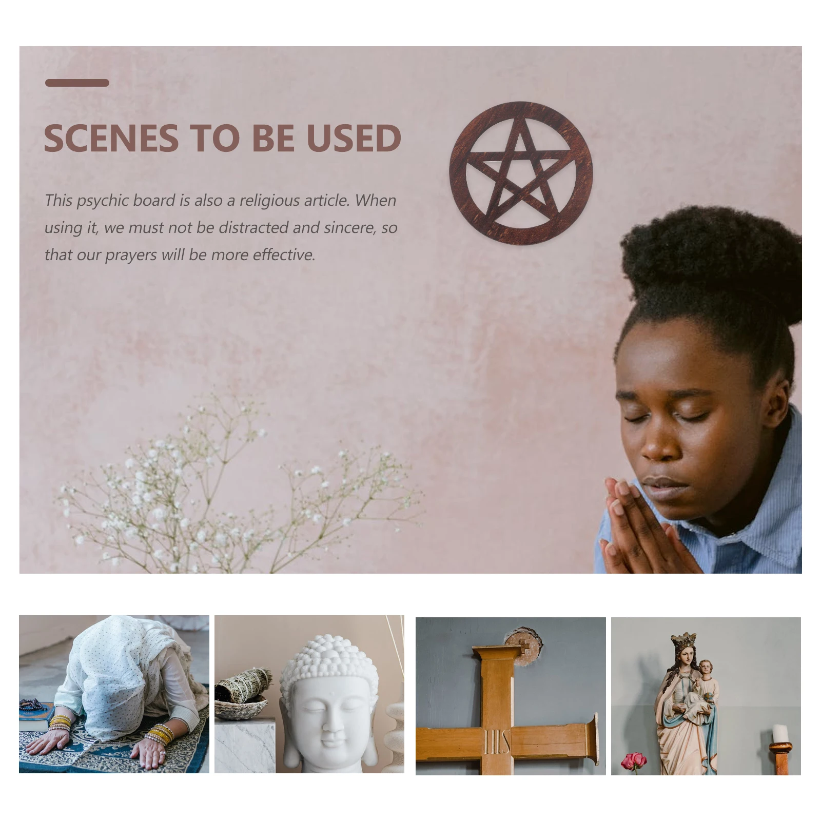 

Wooden Pentagram Altar Tile Decorations Craft Supplies Color Religious Rites Adornment Yoga Gifts Premium Wood Practical