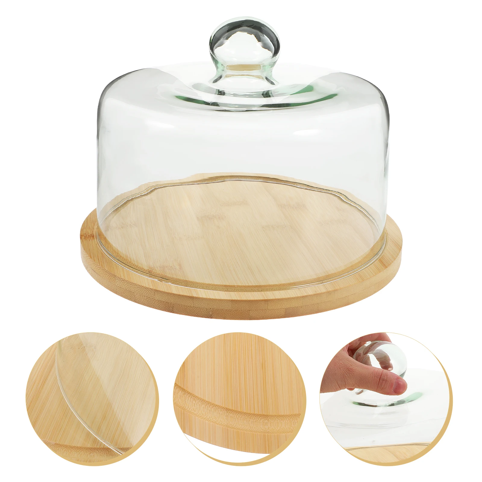 

1 Set Cake Protective Cover Food Cover With Tray Home Dessert Displaying Hood Wedding Party Decoration Clear Glass Dome