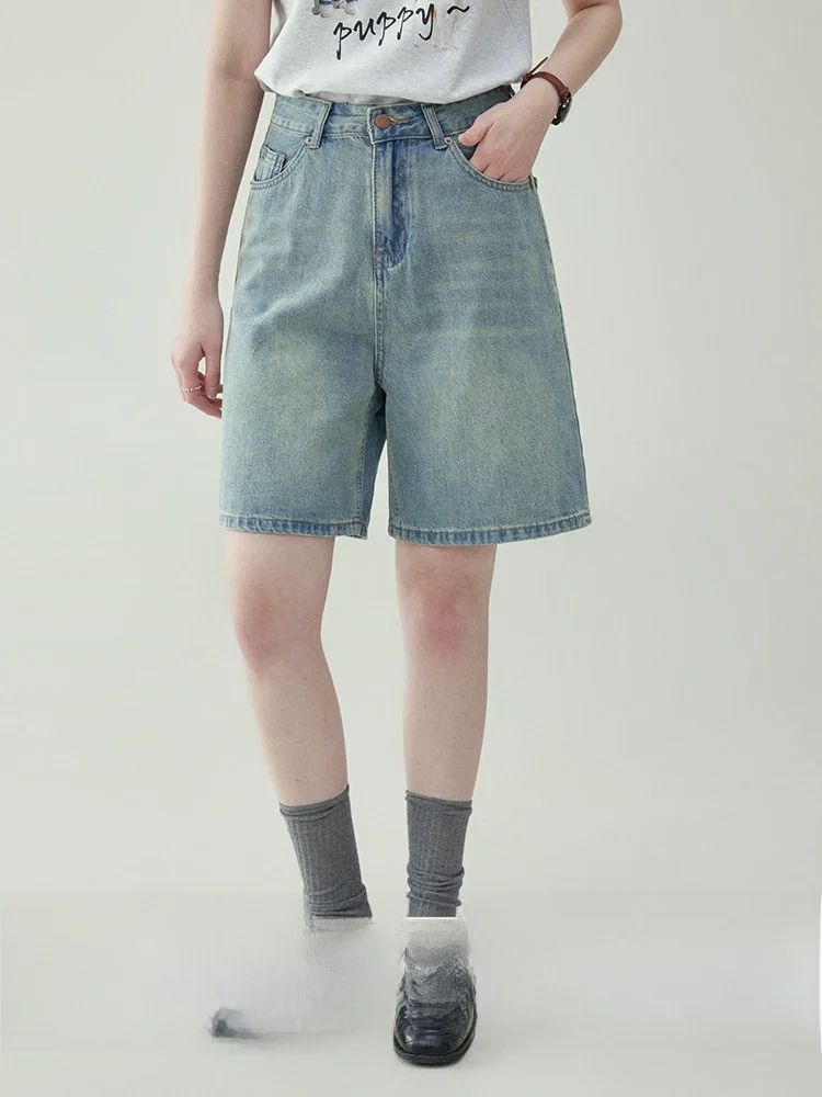 

High Waist Wide Leg Jeans Women's Loose Fit Summer New Style Versatile Slimming Straight Short Pants Korean Style Denim