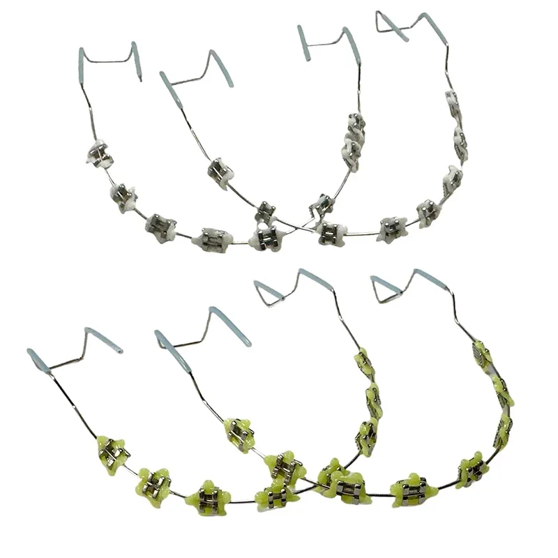 1 زوج الملونة وهمية الأقواس أدوات طب الأسنان مع الأسلاك المعدنية كتيفة معدنية تقويم الأسنان روابط الأوعية الدموية الجمال الصحة Grillz الأسنان #3