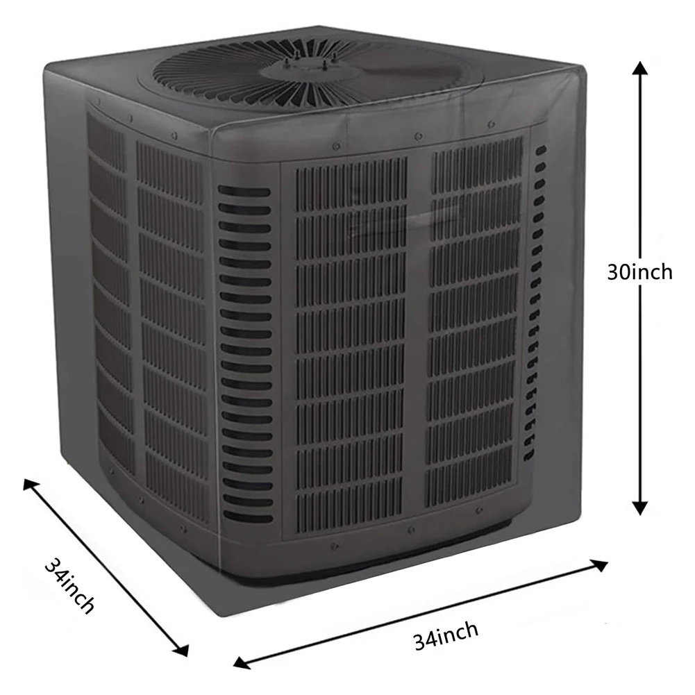 For Window Air Conditioners Dustproof Cover Waterproof Adjustable Drawstring Black Easy To Use Oxford Cloth Waterproof Windproof