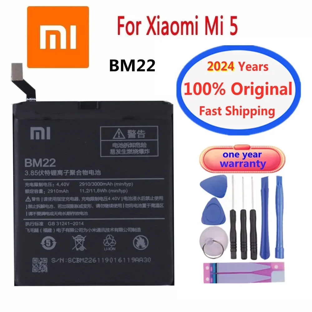 

Оригинальный аккумулятор BM22 Xiao mi 2024 года для Xiaomi Mi 5 Mi5 M5, 3000 мАч, высококачественные сменные аккумуляторы для телефона + инструменты