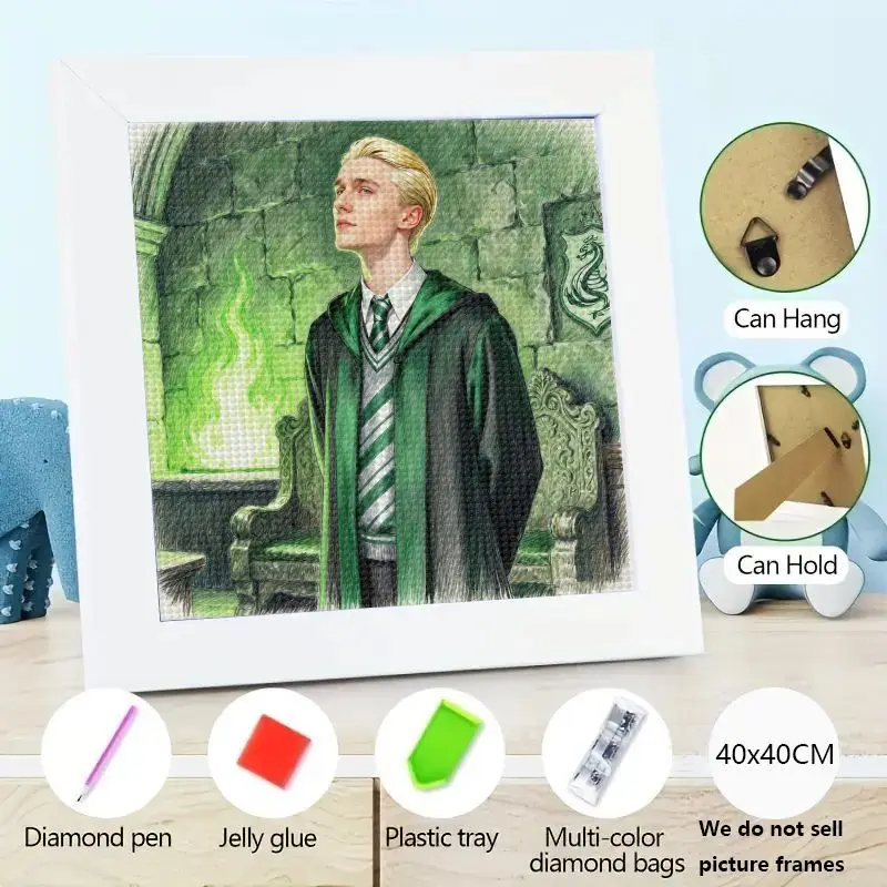 

1 шт. Гарри Поттер Драко Мелфой 5D набор алмазной живописи, Слизерин зеленая тема полная дрель горный хрусталь искусство, DIY Алмазная вышивка C