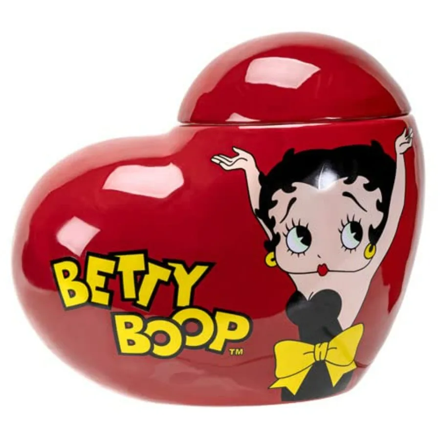 

Pacific Giftware Betty Boop Illustrated Heart Cookie Jar Removable Lid American Classic Novelty Collectible