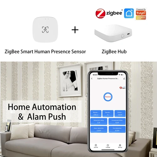 Imagen 2 del producto Wifi/ZigBee3.0 5,8/2,4G MmWave Sensor de movimiento de presencia humana con detección de luminancia/distancia Tuya Smart Life automatización del hogar