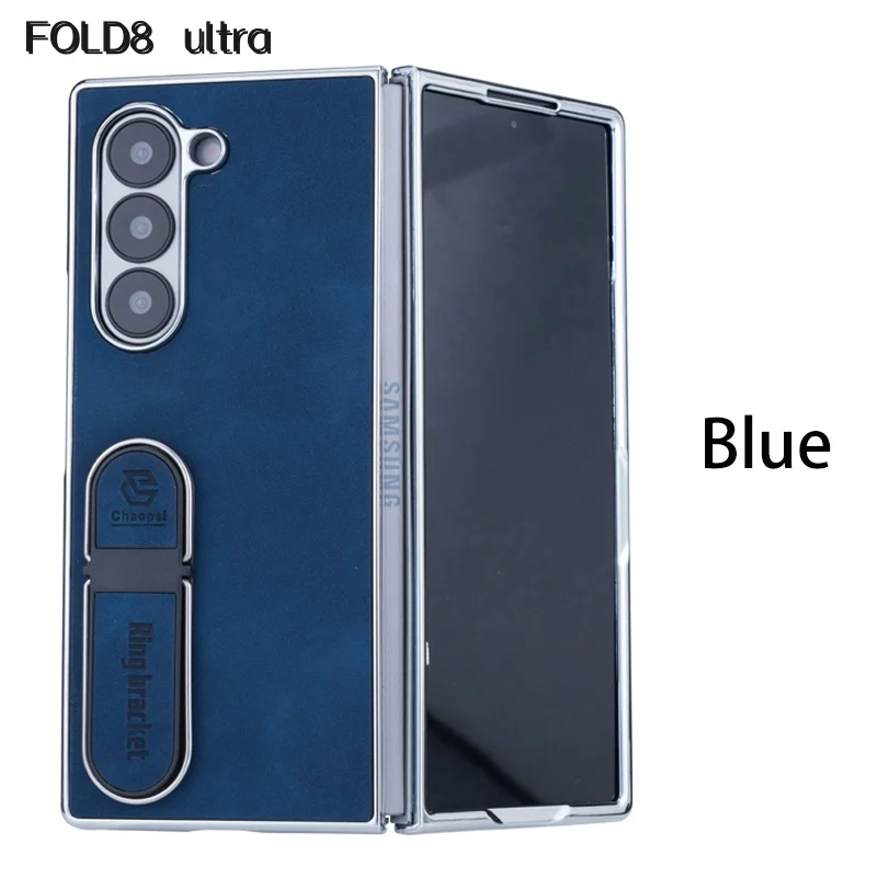 For Samsung Galaxy Z Fold 8 Ultra 7 6 5 4 Fingertip Stand Leather Waterproof Anti-Fingerprint Anti-Drop Anti-Folding Phone Case