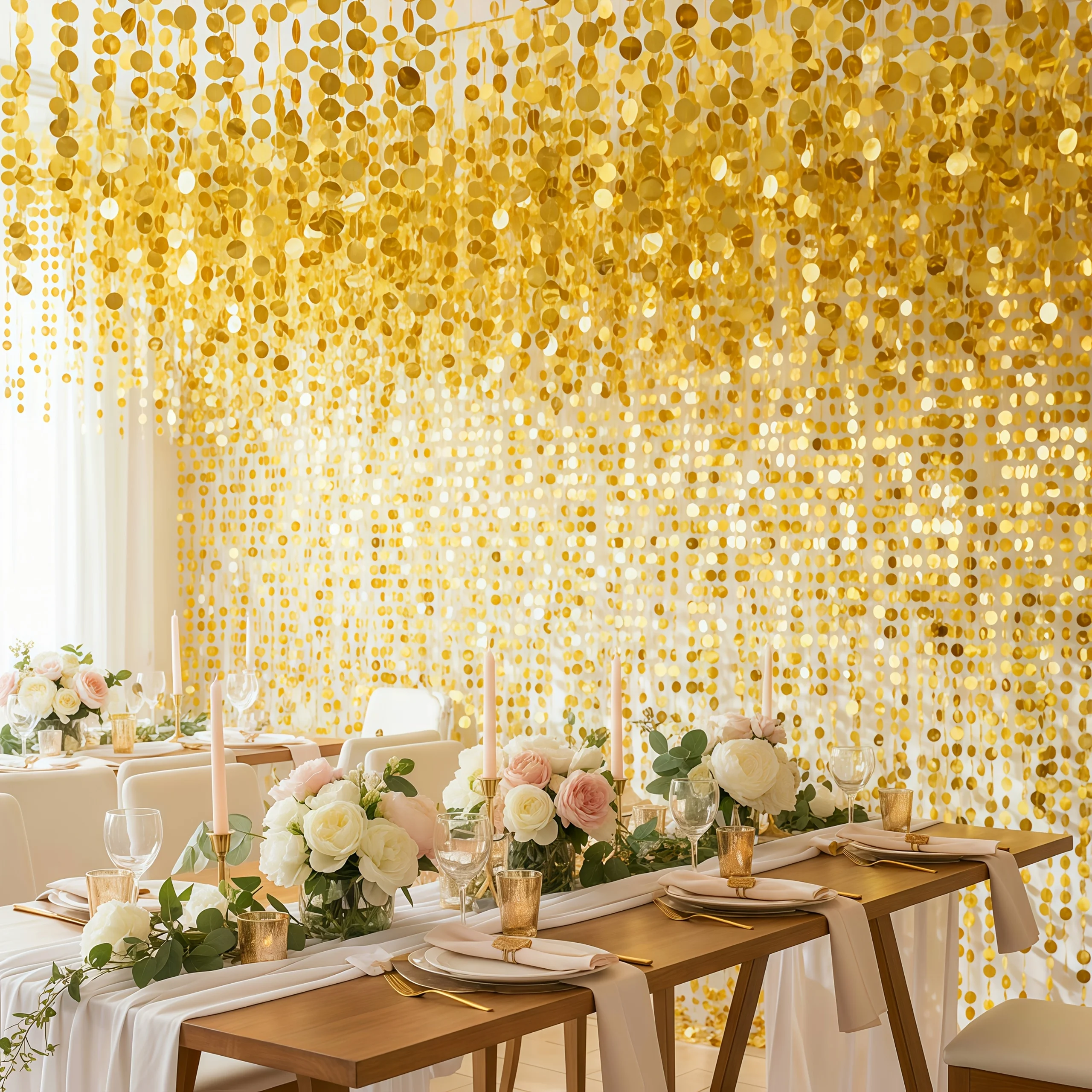 5PCS Circular Sequin Curtain Holiday Celebration Decoration Christmas Wedding Home Gorgeous DIY Background Wall Sequin Curtain view 5