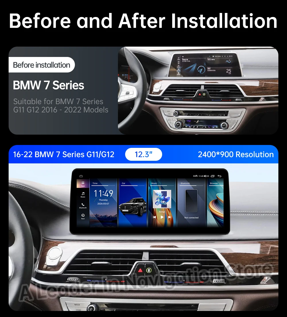 GPS Navi Android 16 for BMW 7 Series G11 G12 2016 - 2020 Wireless Auto Carplay Car Radio Multimedia Player BT WiFi DSP Stereo