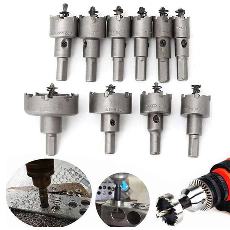 Big Deal Alloy Stainless Steel Hole Saw Set 10-Piece Set Of High-Speed Steel Hole Drill Bits(16/18/20/22/25/26/28/30/40/50)Mm